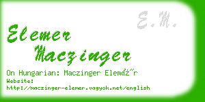 elemer maczinger business card